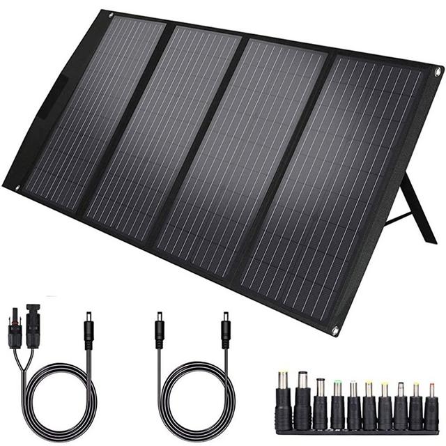 TwelSeavan Portable Solar Panel Charger, 120W Foldable Solar Panel for Jackery 160/240/500/1000 Power Station, Suaoki/Goal Zero Yeti/Rockpals Solar Generator, with Kickstand, USB QC3.0, Type C