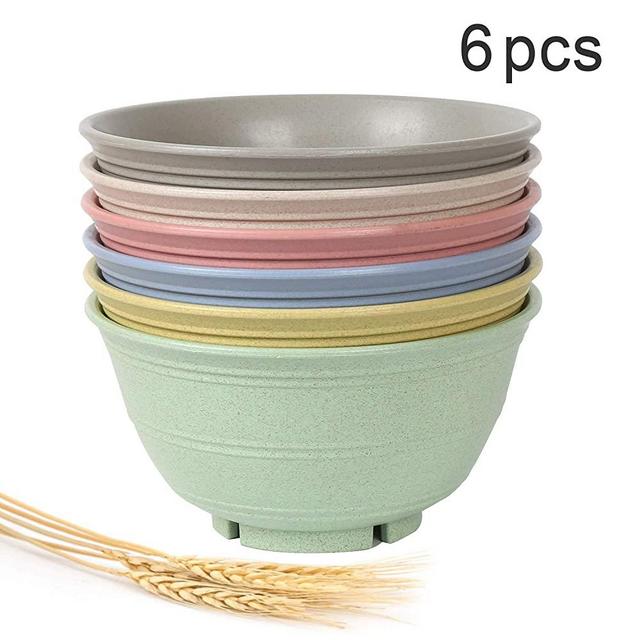 Shopwithgreen 6 Pcs 30 OZ Unbreakable Cereal Bowl Sets - Premium Wheat Straw Material - Microwave and Dishwasher Safe - for Soup, Noodle, Fruit
