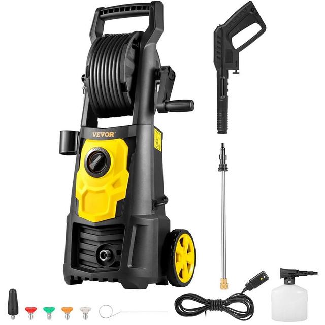 VEVOR Electric Pressure Washer, 2000 PSI, Max. 1.76 GPM Power Washer w/ 30 ft Hose, 5 Quick Connect Nozzles, Foam Cannon, Portable to Clean Patios, Cars, Fences, Driveways, ETL Listed