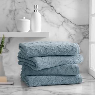 Athena Sculpted Scroll Bath Towel, Set of 4