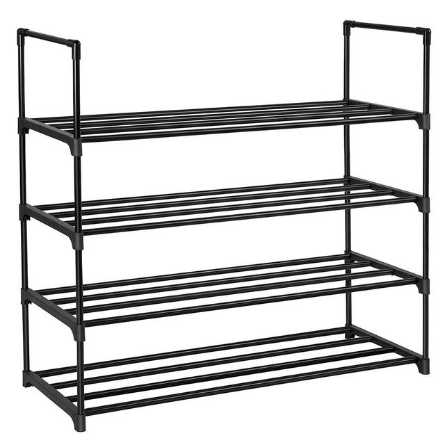SONGMICS 4-Tier Shoe Rack 20 Pairs Metal Shoe Tower Shelf Storage Organizer Cabinet 35.6" L x 11.9" W x 33.3" H Black ULSA14BK