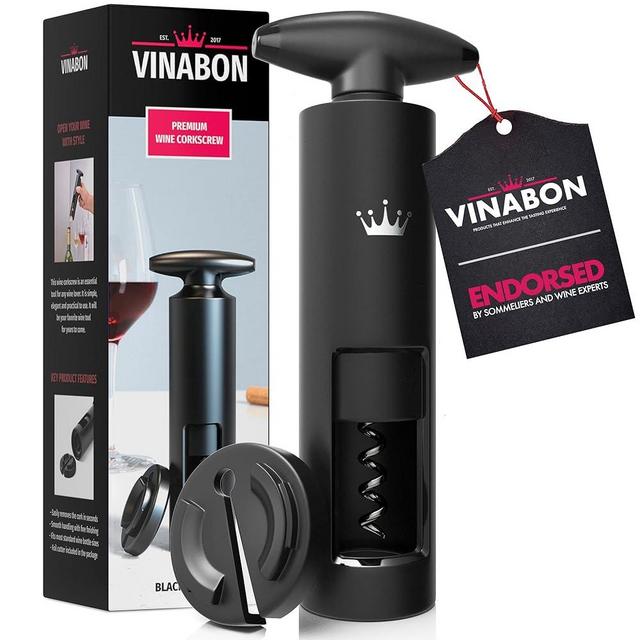 VINABON Self-Pulling Wine Opener - Premium 2025 Professional-Quality Twister Wine Corkscrews with Wine Foil Cutter - Manual Easy-Turn Wine Bottle Opener Corkscrew. Includes WineGuide Ebook