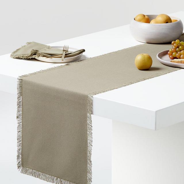 Craft Sage Green Cotton 90" Fringe Table Runner