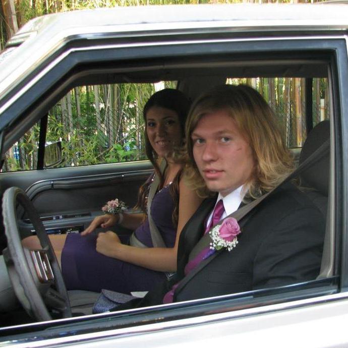 On the way to Senior Prom in Bryan's Lincoln Towncar