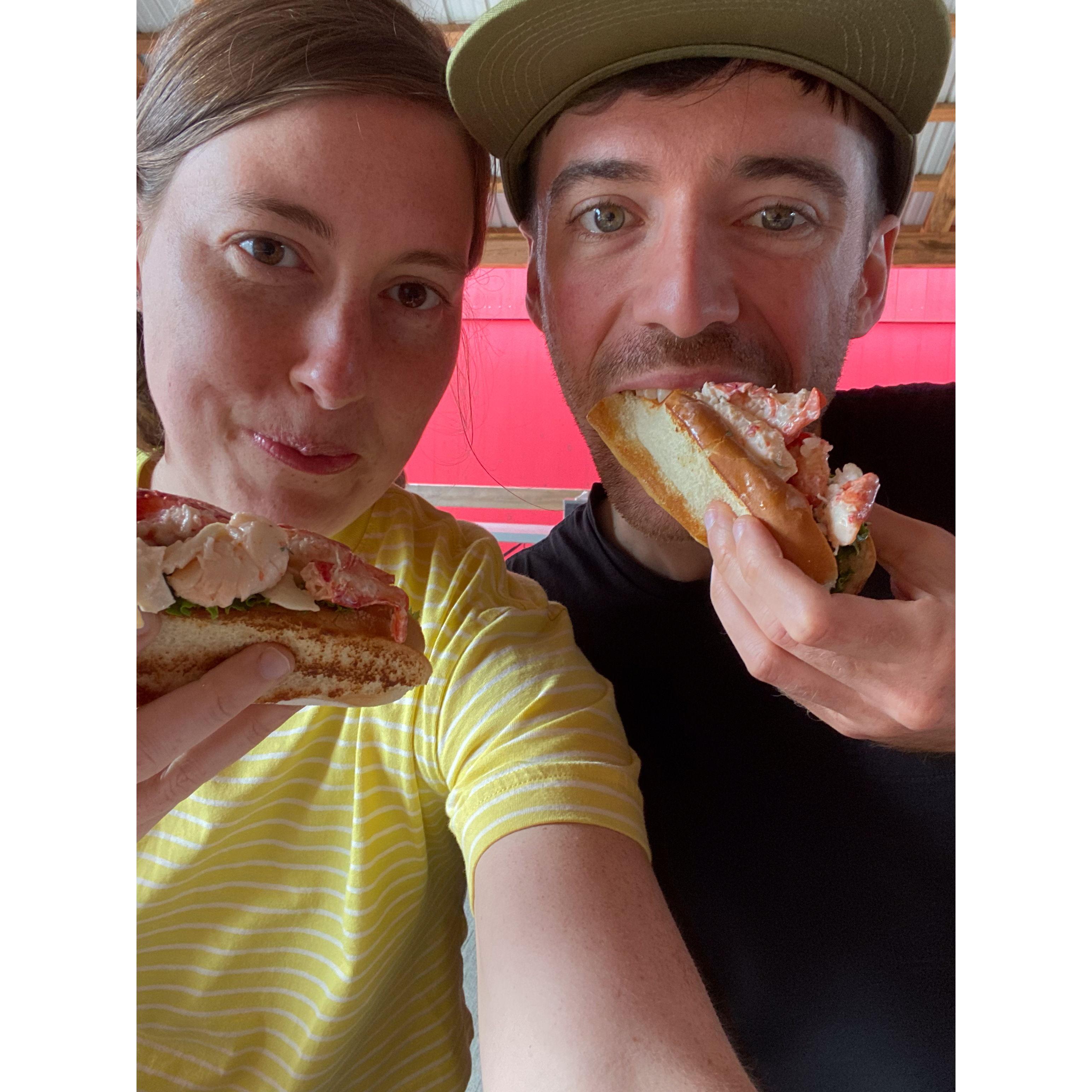 Enjoying lobster rolls in Maine a few days before we got engaged in 2023