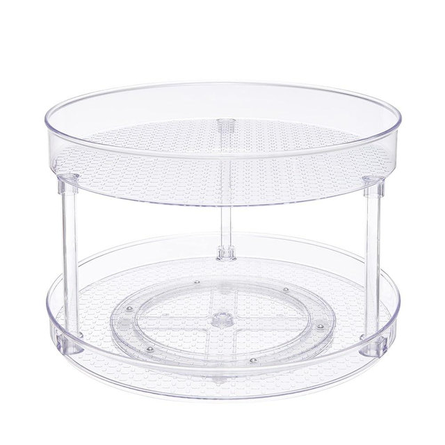 Amazon Basics 2 Tier Clear Lazy Susan Turntable Organizer, 12-Inch