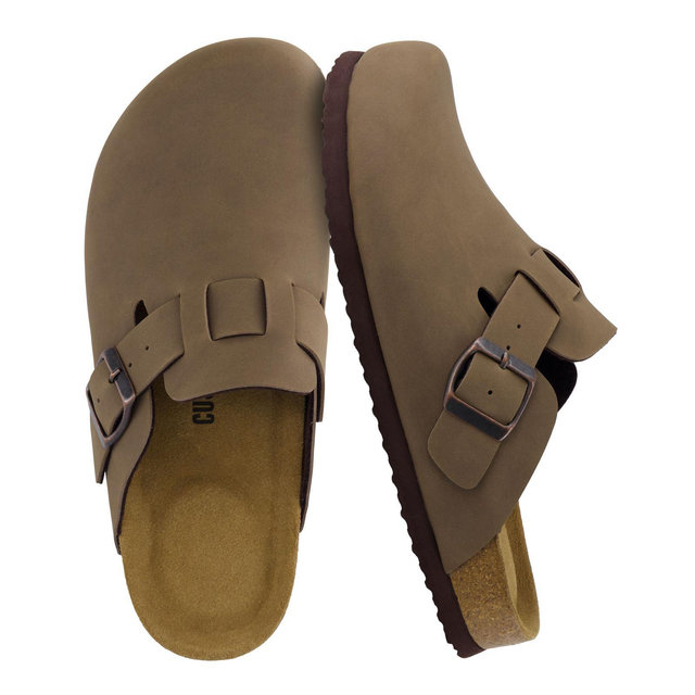 CUSHIONAIRE Hana Womens Clogs | Comfortable Vegan Suede Clogs for Women | Slip On Potato Shoes with Cork Footbed Brown 10