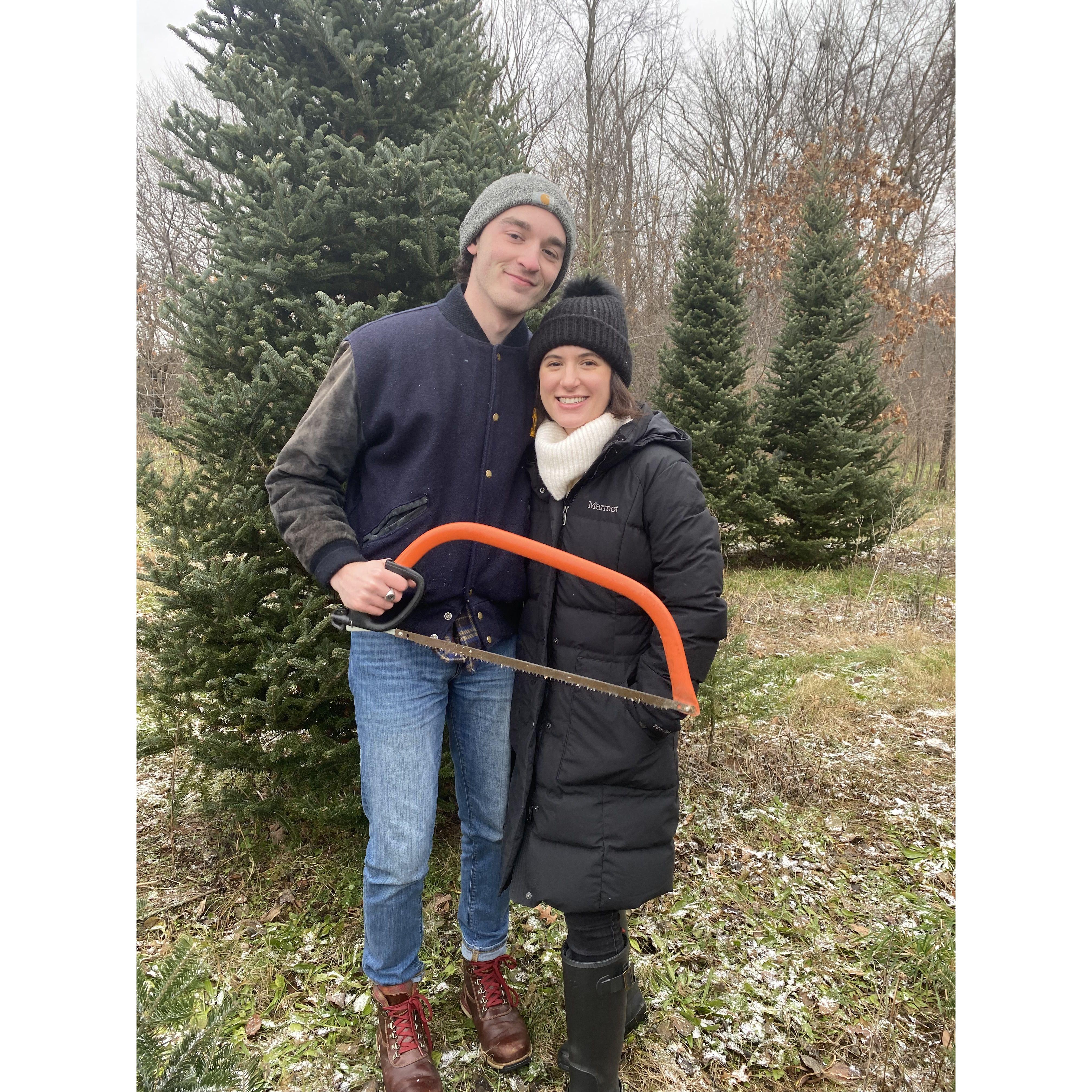 First Christmas tree chopping! Jack's family tradition that Elizabeth loves!