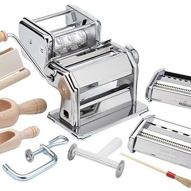 Imperia Pasta Maker Machine- Deluxe 11 Piece Set w Machine, Attachments, Recipes and Accessories