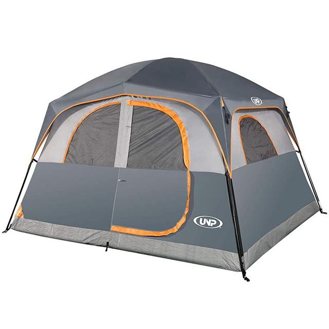 unp Tents 6 Person Waterproof Windproof Easy Setup (3min),Double Layer Family Camping Tent with 1 Mesh Door & 5 Large Mesh Windows -10'X9'X78in(H)
