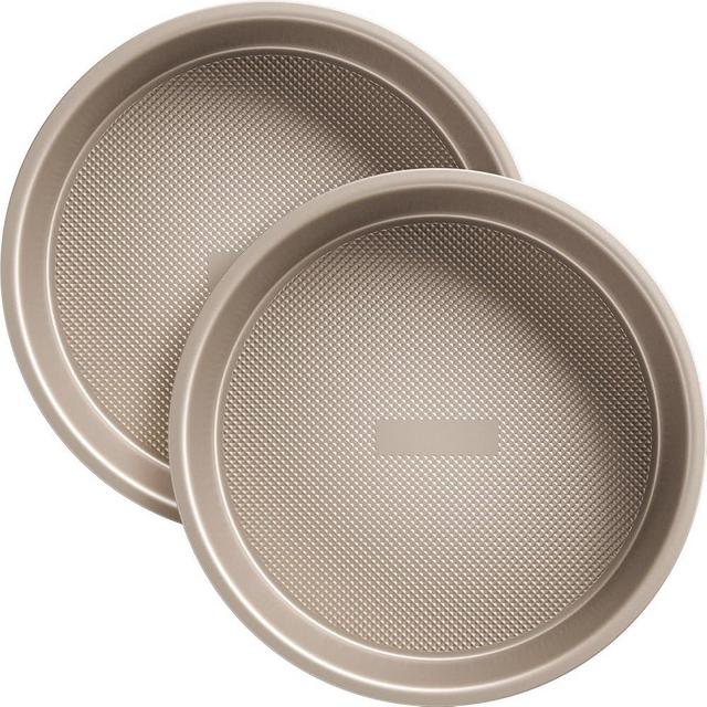 HONGBAKE Nonstick Ceramic 9 Inch Round Cake Pan Set of 2, Heavy-Duty Aluminized Steel round cake pans with Diamond Texture, Non-Toxic Cake Molds, Cake Pans Sets for Baking Cheesecake, Cream, Gold