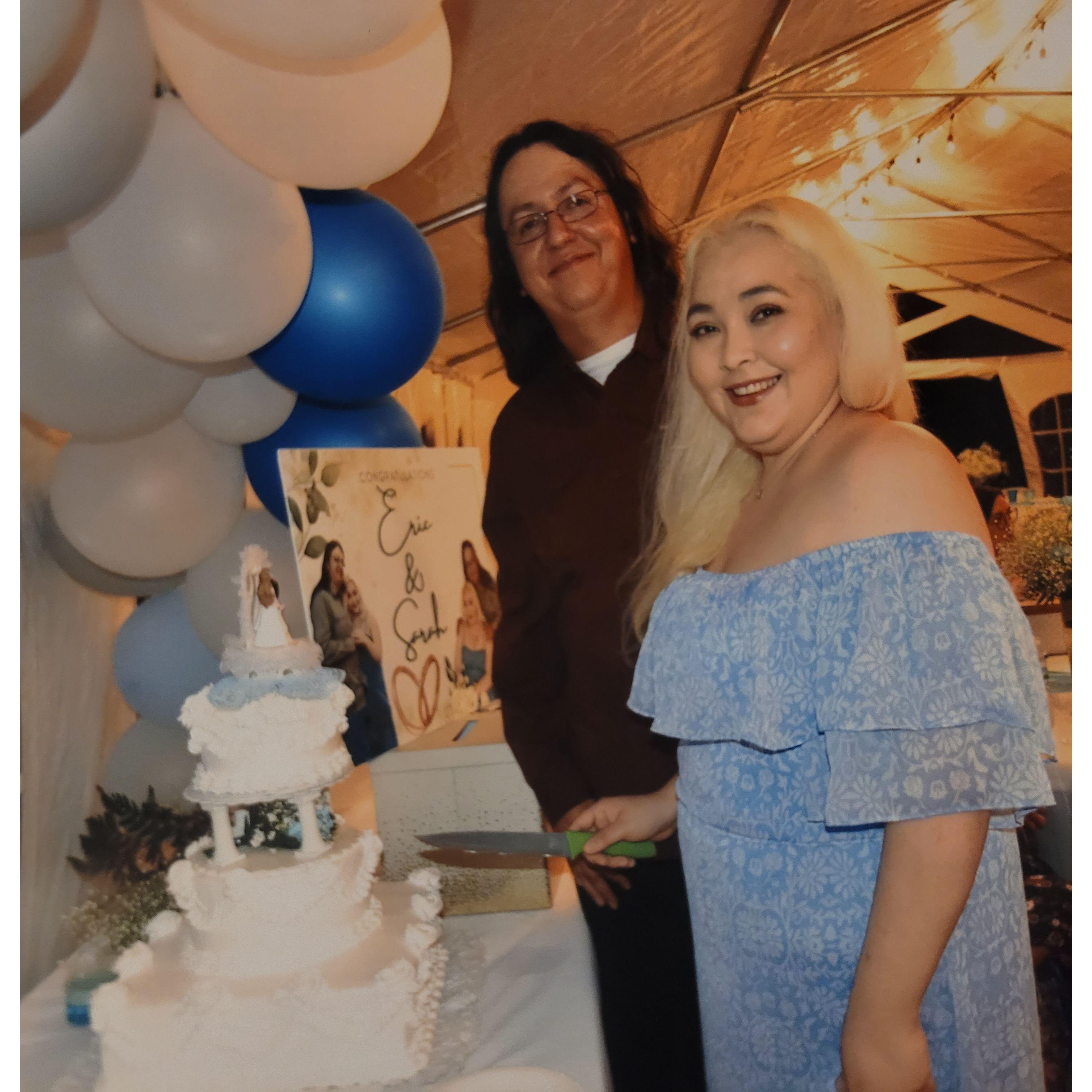 Cutting Our vintage cake.
