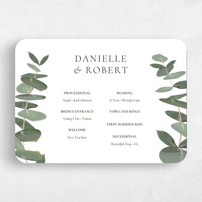 White Rounded Wedding Program - Bransford