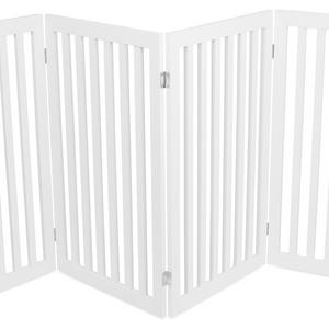 Internet's Best Traditional Pet Gate | 4 Panel | 36 Inch Tall Fence | Free Standing Folding Z Shape Indoor Doorway Hall Stairs Dog Puppy Gate | White | Wooden