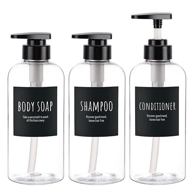 16.9oz Shampoo and Conditioner Bottles, Segbeauty 3pcs 500ml Refillable Shampoo Bottles For Shower, Shower Bottles Refillable, Large Empty Plastic Bathroom Soap Lotion Shampoo Dispenser With Pump