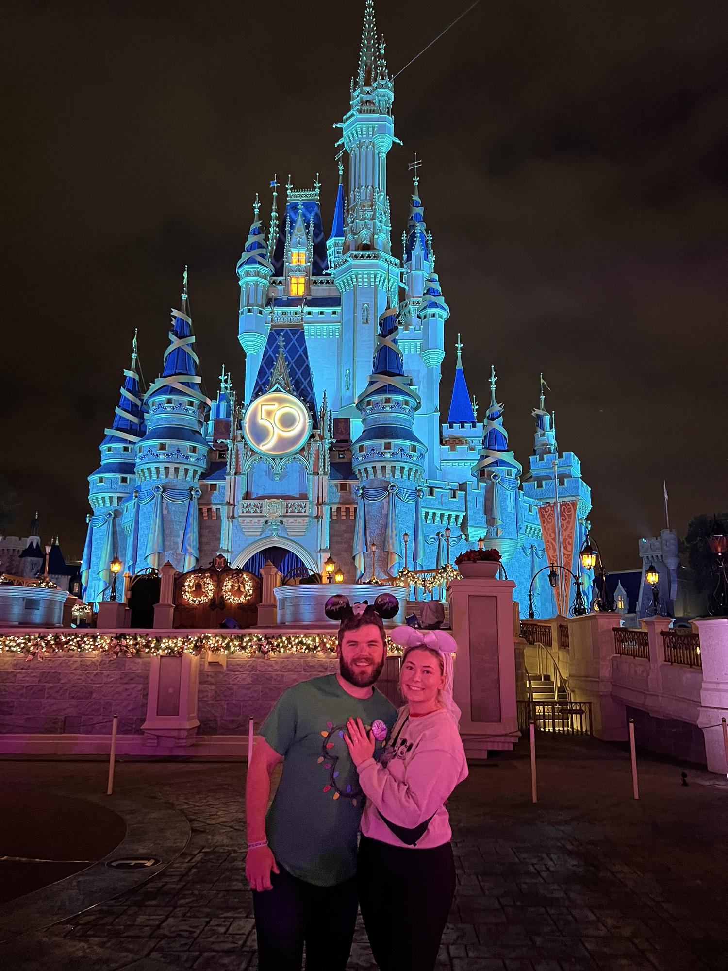 Celebrating our engagement in Disney World!