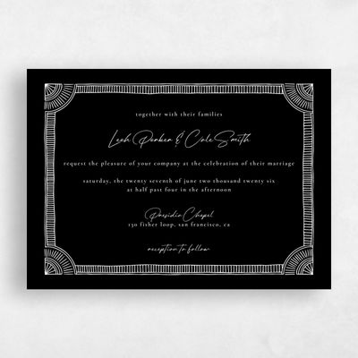 Black Bordered Wedding Invitation - Blevio Landscape
