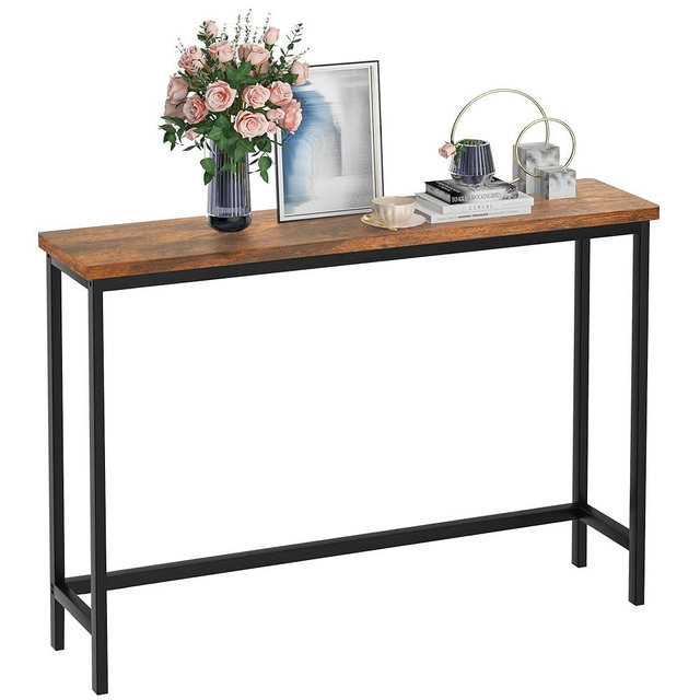 VASMIA Console Table, Entryway Table, Narrow Sofa Table, 39" Hallway Table for Entryway, Living Room, Bedroom, Foyer, Rustic Brown and Black