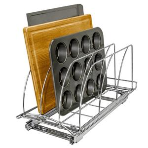 Lynk Professional Roll-Out Cutting Board and Bakeware Organizer in Chrome