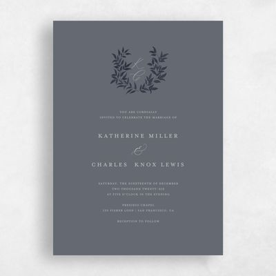 Charcoal, Grey Wedding Invitation - Willow Portrait