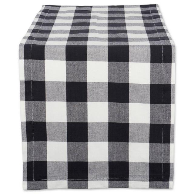 108" x 14" Cotton Buffalo Check Table Runner Black/White - Design Imports
