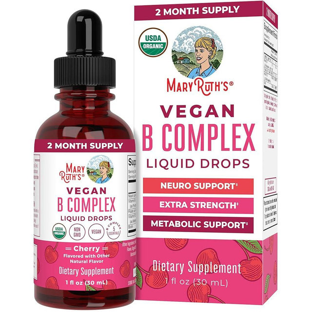 MaryRuth Organics Vitamin B Complex | B Complex Vitamins | Biotin | Vitamin B12 | Niacin | Folate | Metabolic Support Supplement | Vegan | USDA Organic | Non-GMO | Gluten Free | 2 Month Supply