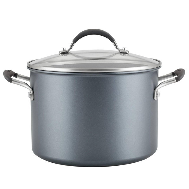 Circulon A1 Series with ScratchDefense Technology 8qt Nonstick Induction Wide Stockpot with Lid Graphite: Large Cooking Pot, Dishwasher-Safe