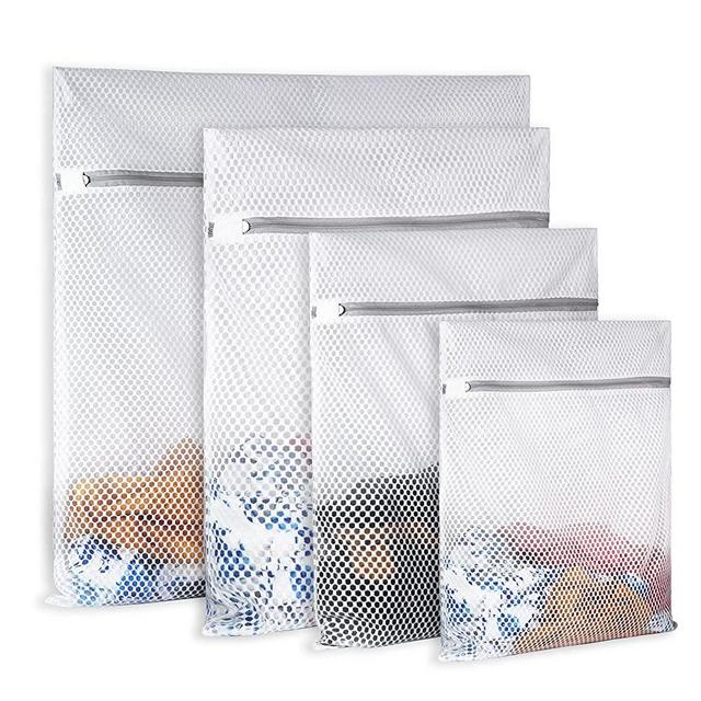 4Pcs Durable Honeycomb Mesh Laundry Bags for Delicates Reusable Wash Bag(1XX-Large 24 x 24 Inches,1X-Large 20 x 24 Inches,1 Large 16 x 20 Inches, 1 Medium 12 x 16 Inches )