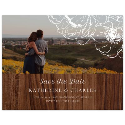 Walnut, Brown Wedding Digital Save the Date - Rooftop Photo