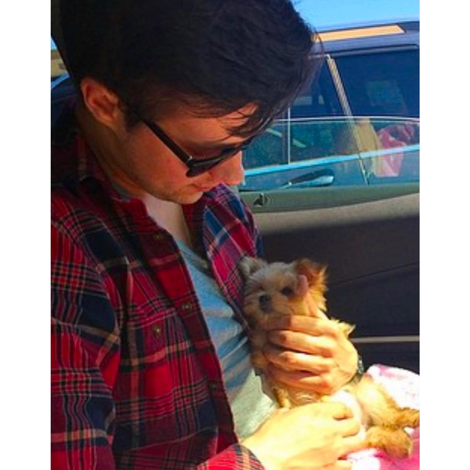 Picking up our baby girl, Maya, from Mini Pups together one decade ago.