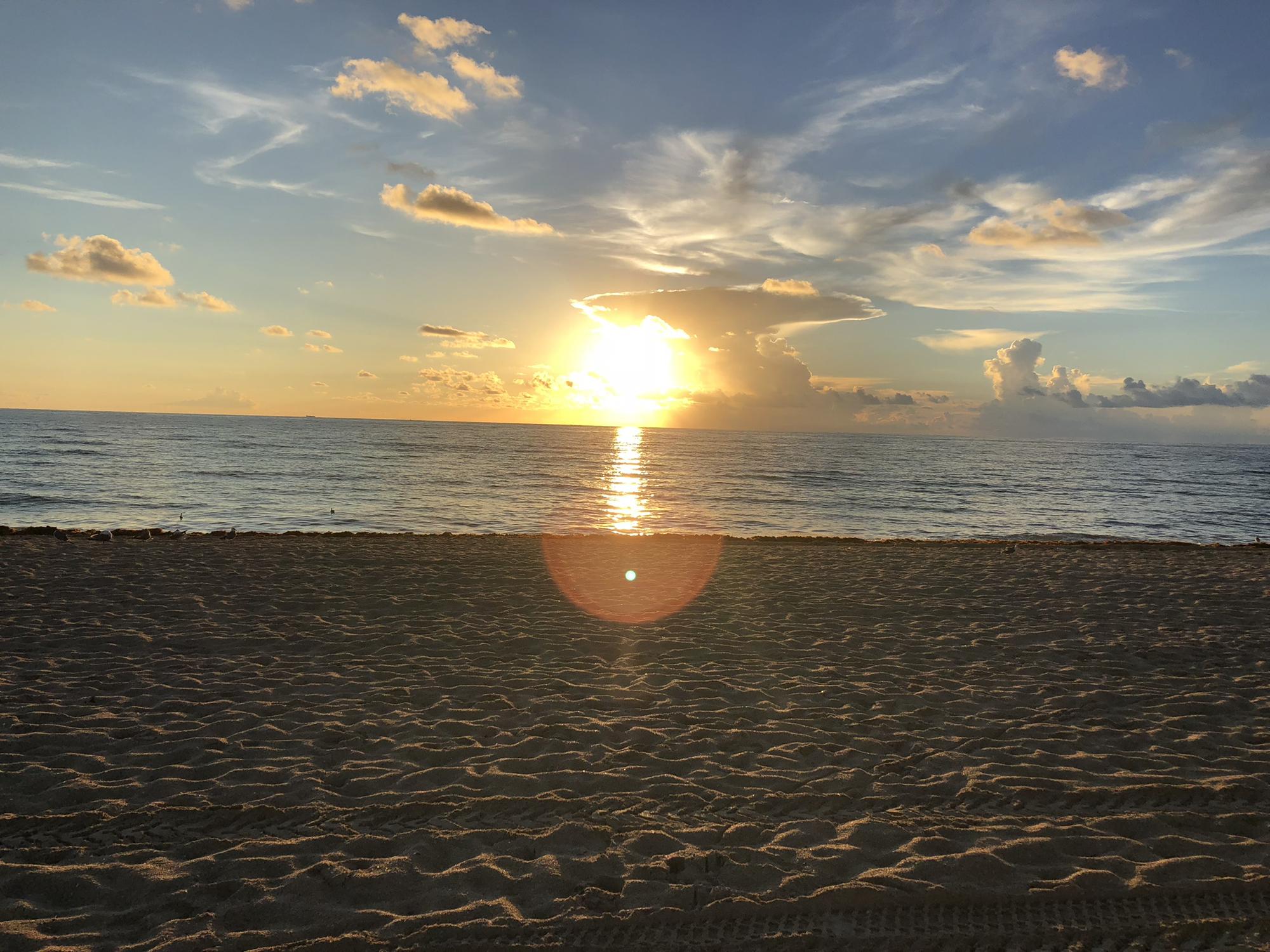Sunrise over the Atlantic Ocean, one mile from our house, September 15, 2018