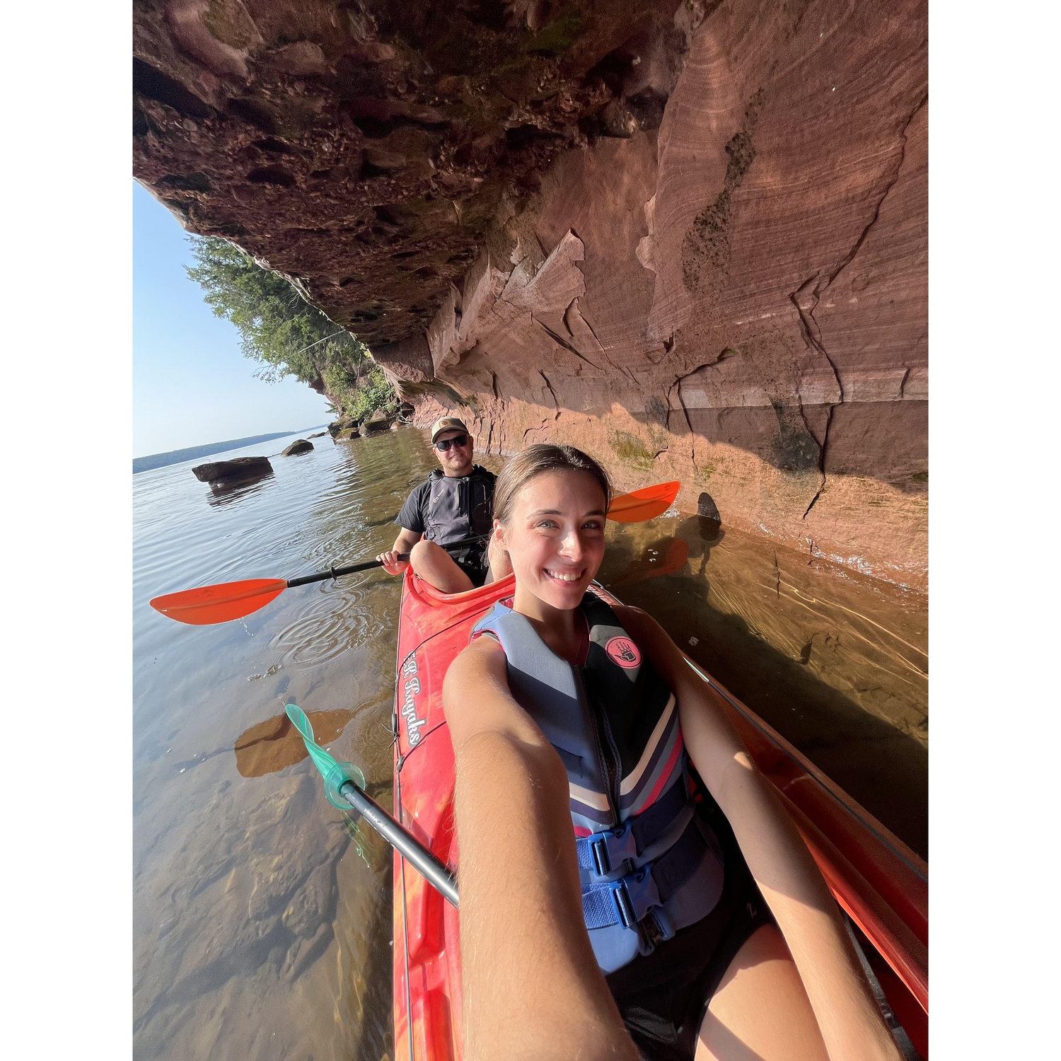 Celebrating our engagement kayaking in the Apostle Islands