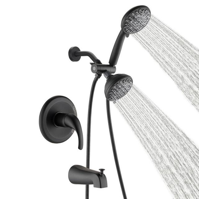 Single Handle Tub and Shower Faucet with Handheld Shower Head in Matte Black (Valve Included)