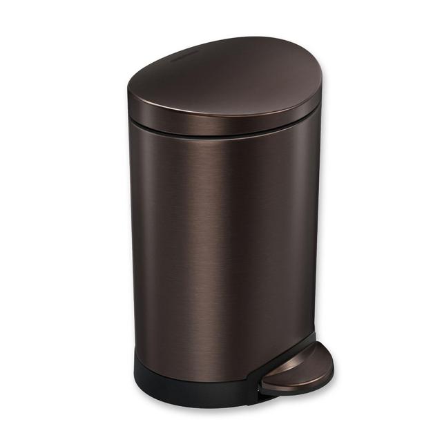 simplehuman® 6-Liter Stainless Steel Fingerprint-Proof Semi-Round Step Can in Dark Bronze