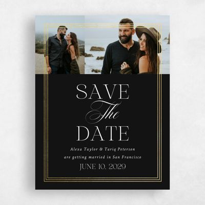 Black Wedding Save the Date - Teagan Multiphoto Foil
