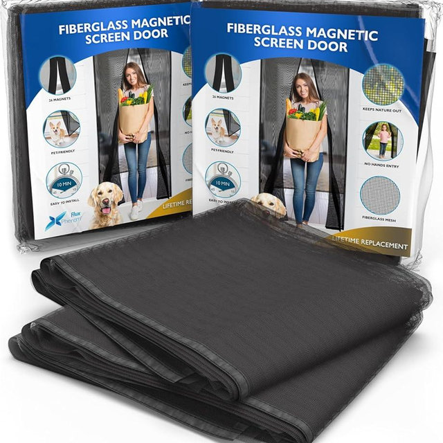 Flux Upgraded Heavy Duty Magnetic Insulated Door Curtain – Keep Cool Air in, Reduce Hot Air & Noise, 50 Magnets, Hands-Free Entry