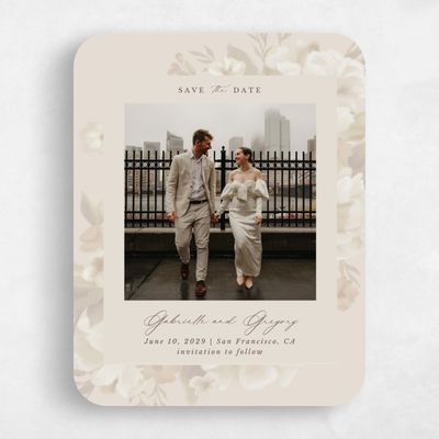 Beige Rounded Wedding Save the Date - Canopy Portrait