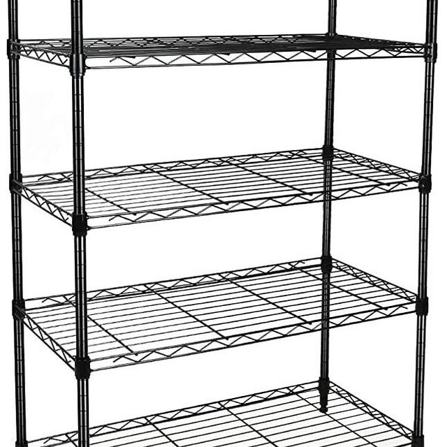 Simple Deluxe HKSHLF29146105G Heavy Duty 5-Shelf Shelving Unit, 29" D x 14"W x 61" H, 5 Tier, Black