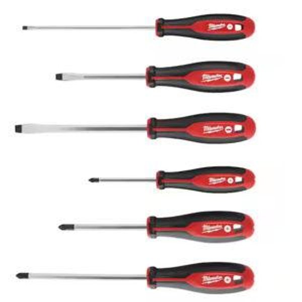 Milwaukee Phillips/Slotted Flat Head Hex Drive Screwdriver Set with Tri-Lobe Handle (6-Piece) 48-22-2706