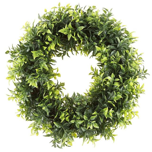 Pure Garden 50-151 Artificial Opal Basil Leaf 11.5 inch Round Wreath