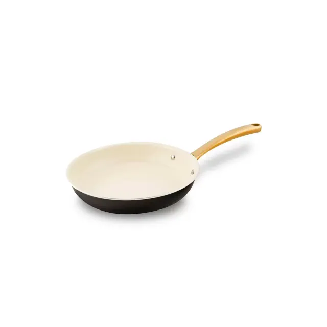 NutriChef 10" Medium Fry Pan - Medium Skillet Nonstick Frying Pan with Golden Titanium Coated Silicone Handle, Ceramic Coating.