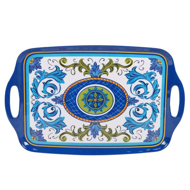 Certified International Luca Melamine Rectangular Tray with Handles, 19" x 12"