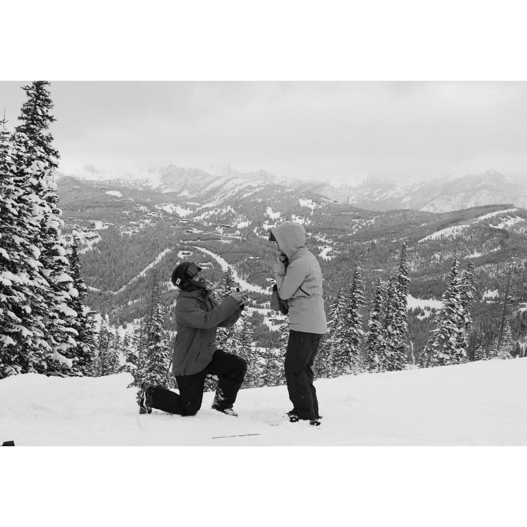 Walker proposing in our favorite place: Big Sky, Montana! February, 2025