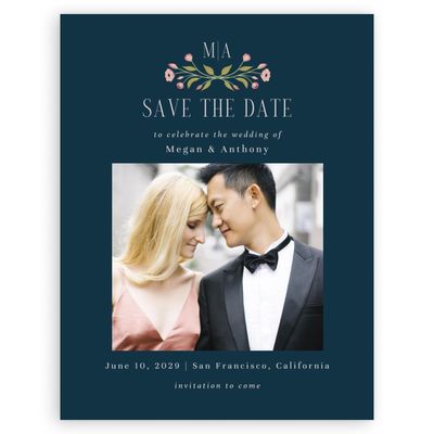 Deepest Teal, Blue Wedding Digital Save the Date - Feuille Photo