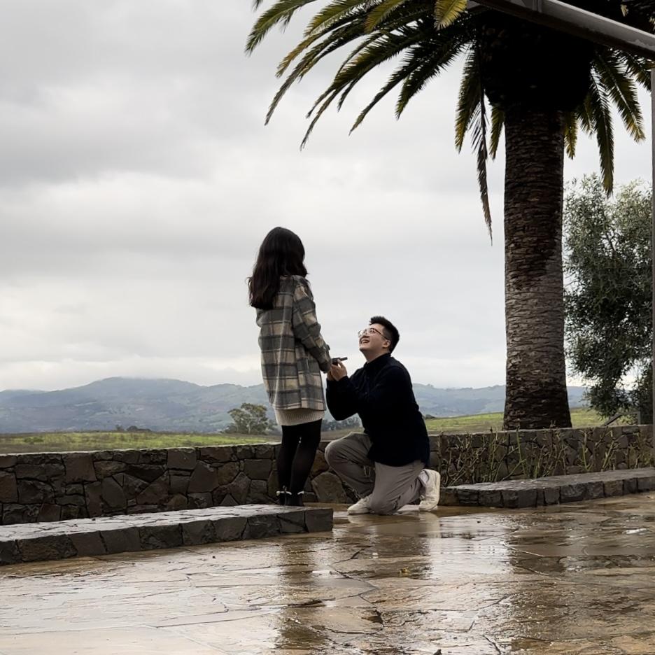 January 2024 - Rei proposed at the Carneros Resort and Spa cottages.