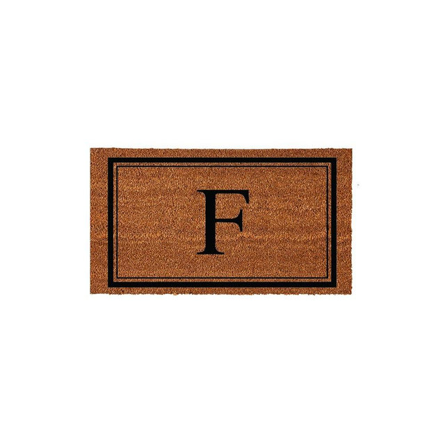 Evergreen Flag Monogram Letter F Entrance Doormat | 28 x 16 inches | Dirt Catching Natural Coir | All-Season | Non-Slip Backing | Indoor and Outdoor Home Decor