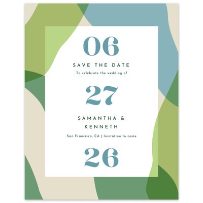 Teal Ocean, Blue Wedding Digital Save the Date - Everly Portrait