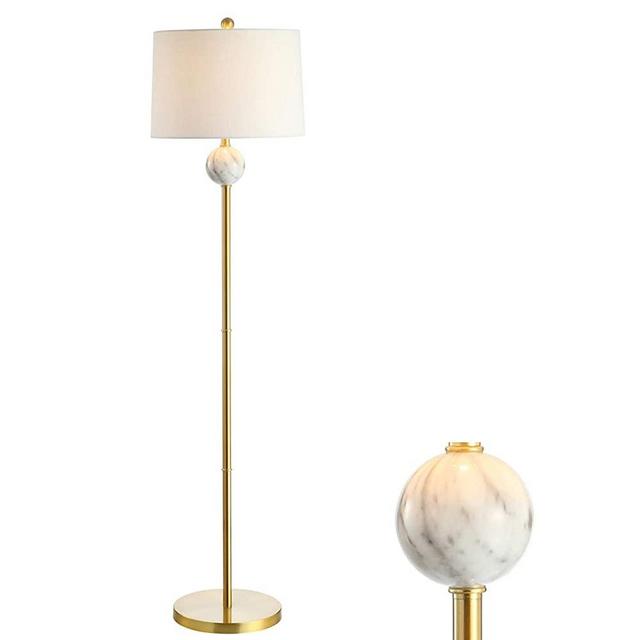 JONATHAN Y JYL1093A Vaughn 60" Modern Metal/Resin LED Floor Lamp Classic,Glam,Transitional for Bedrooms, Living Room, Office, Reading, BrassGold/White