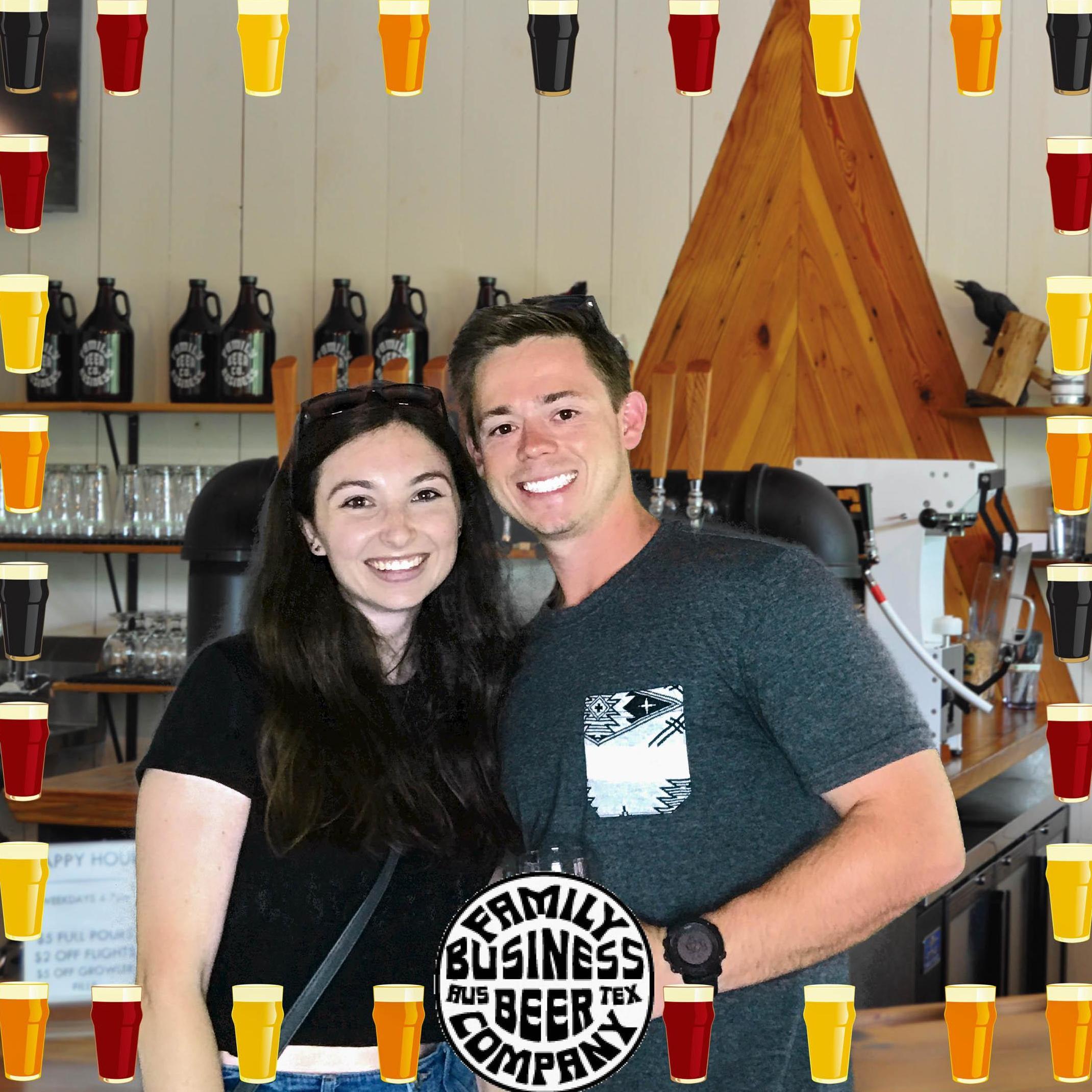 A photobooth picture at Family Business Brewery