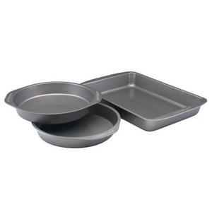 Farberware Nonstick Bakeware 3-Piece Cake Pan Set, Gray